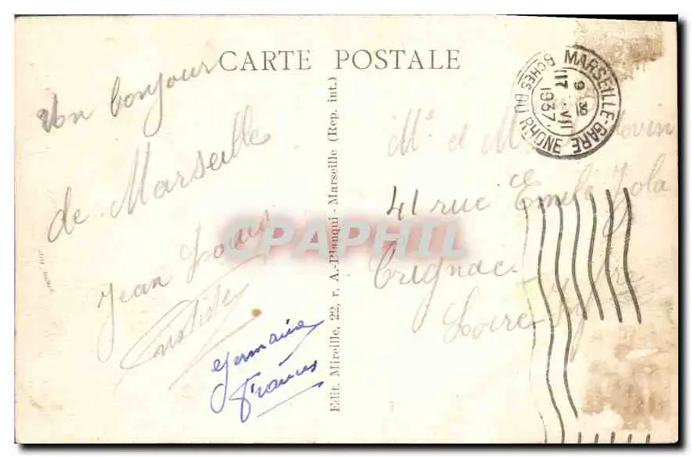 Marseille - Notre-Dame de la Garde et les Ascenseurs — Éditeur Mireille, n°55 - Verso