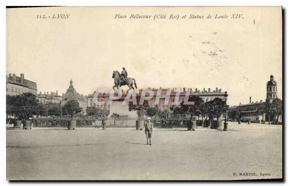 Place Bellecour (Ostseite) und Statue von Louis XIV — Lyon — P. Martel, Lyon, Nr. 112 - Vorderseite