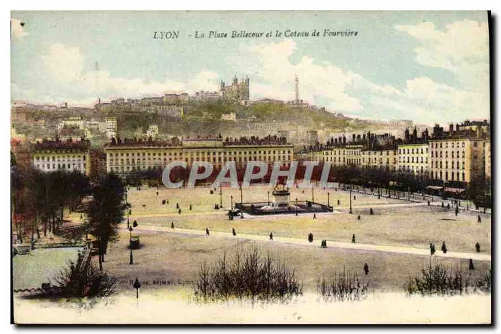 LYON - Ansicht der Place Bellecour und des Coteau de Fourvière — Verlag: R. de. Lyon - Vorderseite