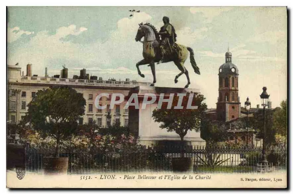 Lyon - Place Bellecour und die Kirche der Caritas — S. Farges, Verleger, Lyon, Nr. 5152 - Vorderseite