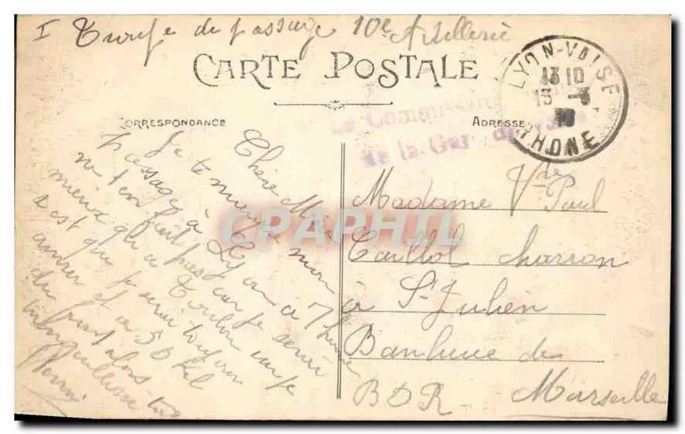 LYON — Place Bellecour und Coteau de Fourvière — E. R. - Rückseite
