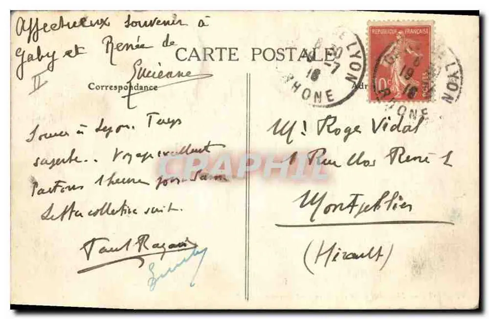 LYON — Place Bellecour und Coteau de Fourvière — E. R. - Rückseite