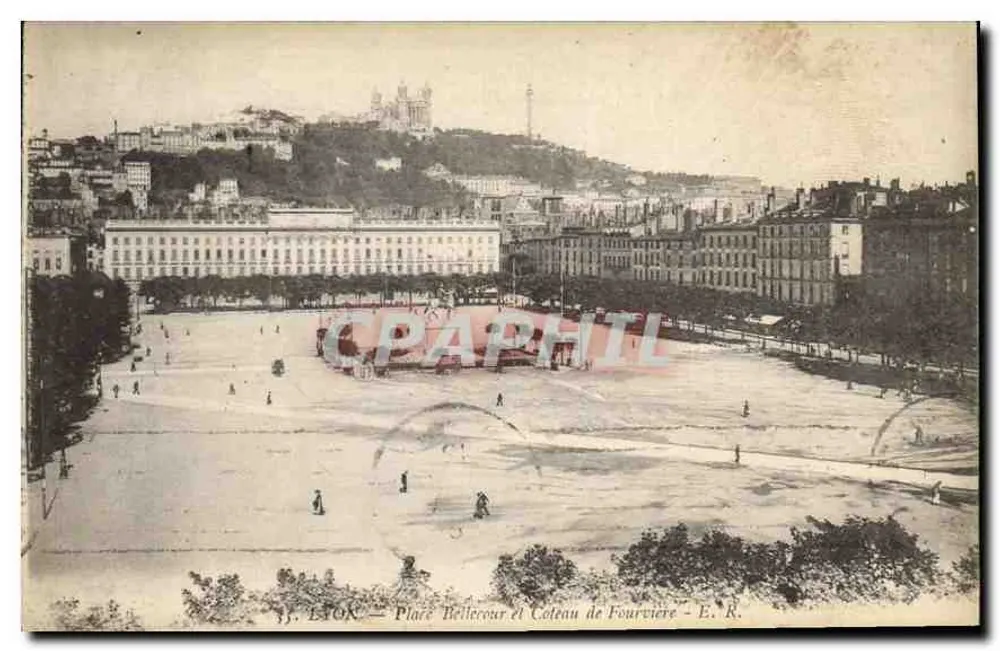 Lyon — Place Bellecour und Coteau de Fourvière — E. R. - Vorderseite