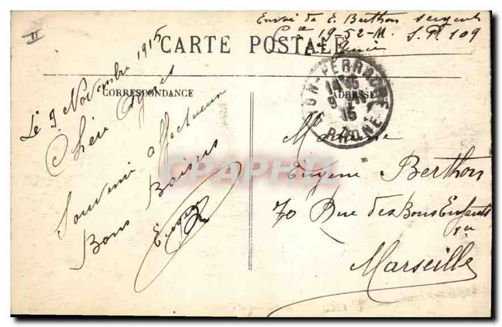 Lyon — Place Bellecour und Coteau de Fourvière — E. R. - Rückseite