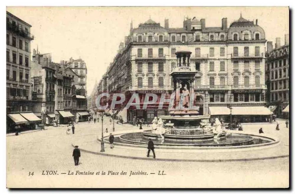 LYON — Ansicht der Fontaine und Place des Jacobins — Libery Sigrand, n°34 - Vorderseite