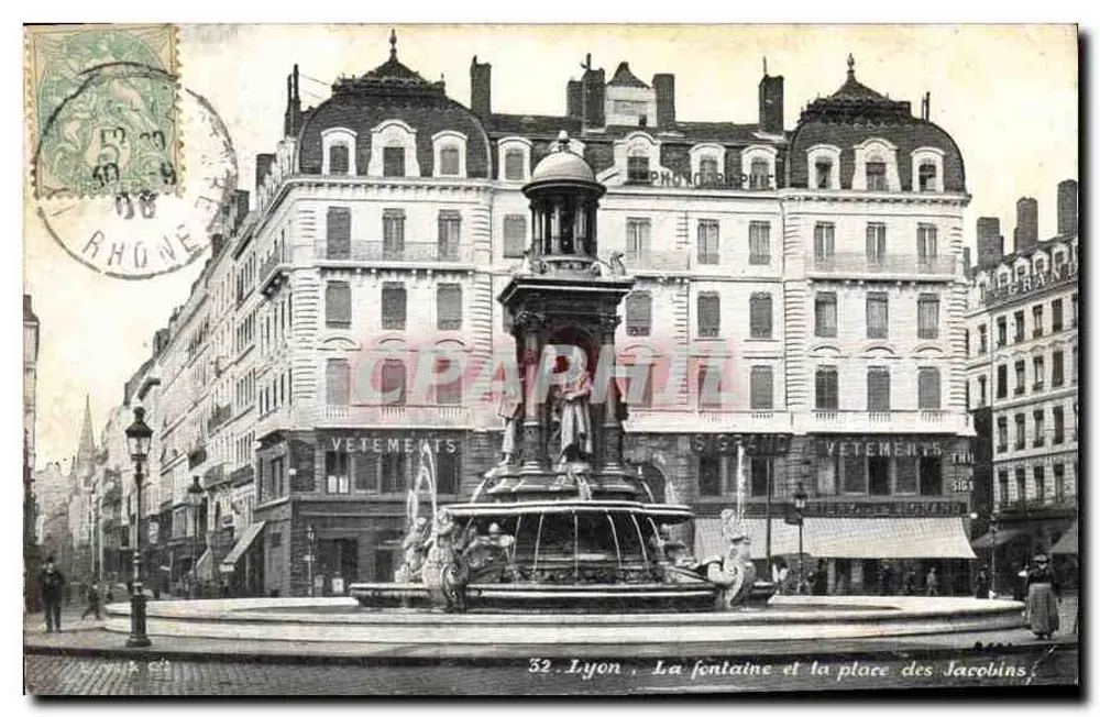 Lyon, Die Fontaine und Place des Jacobins — Verleger L. V. & Cie, Nr. 32 - Vorderseite