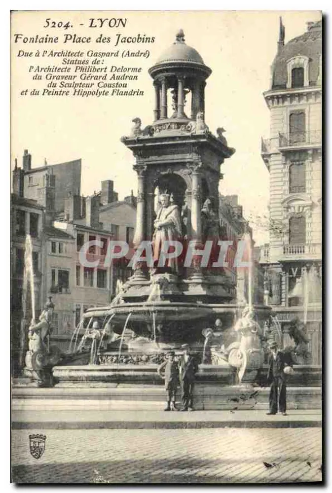 LYON - Ansicht der Fontaine des Jacobins — von dem Architekten Gaspard (André) - Vorderseite
