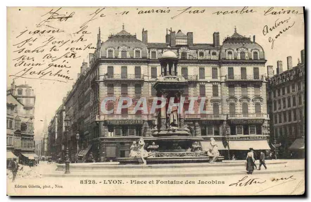 LYON - Platz und Fontäne der Jakobiner — Edition Gilletta, Foto Nica, Nr. 8328 - Vorderseite