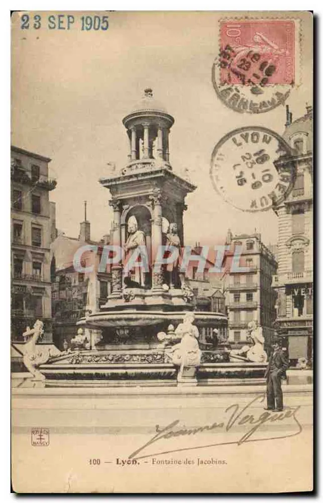 Lyon — Fontaine des Jacobins — éditeur J. VARGUES n°100 - Frente