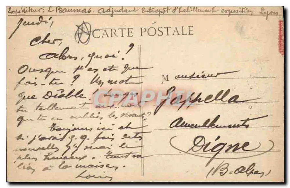LYON — Place des Jacobins — E.R. n°342 - Verso