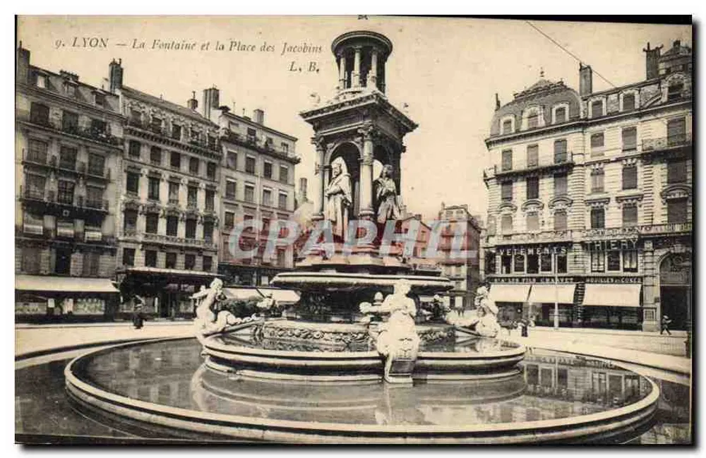 Lyon — Fontaine und Place des Jacobins — L. B. - Vorderseite