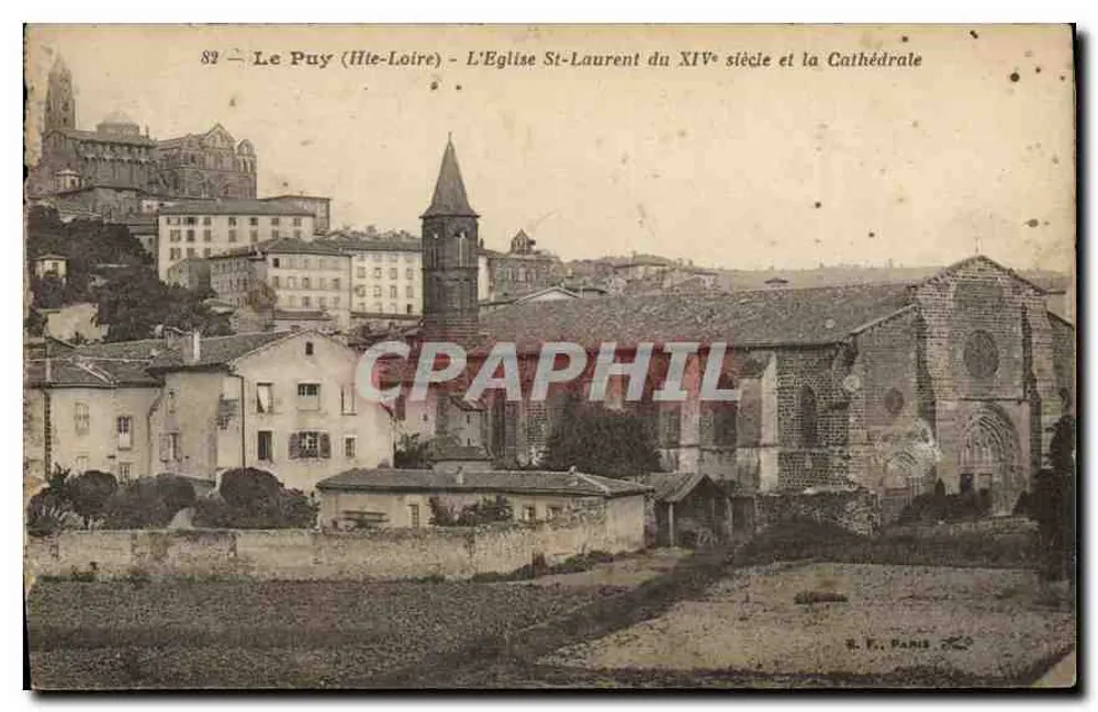 Le Puy (Hte-Loire) — Kirche Saint-Laurent des 14. Jahrhunderts und die Kathedrale — R. F. PARIS - Vorderseite