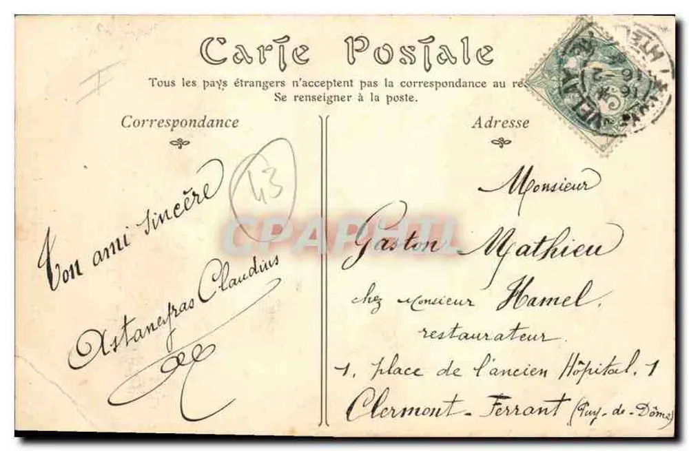Le Puy — Estátua do Geral Lafayette — ND Phot - Verso
