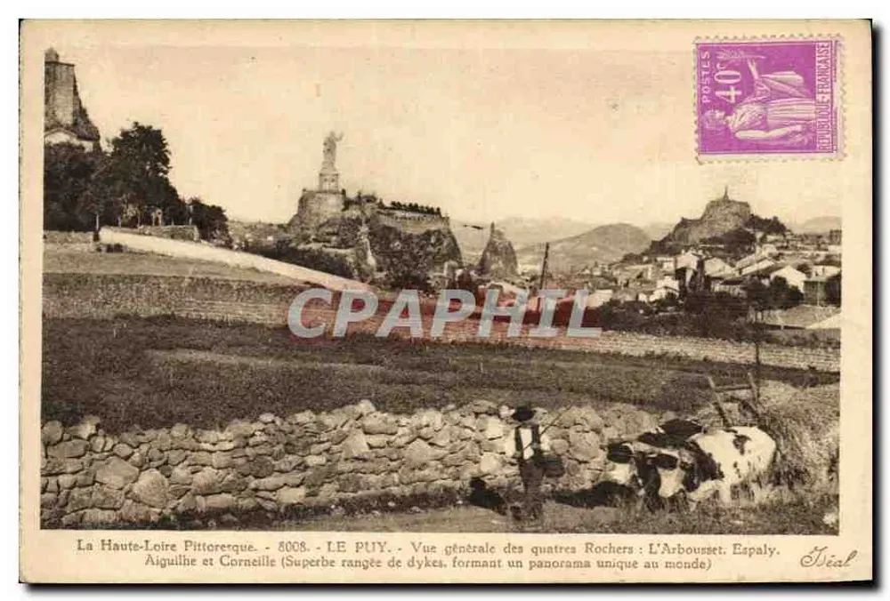 Le Puy - Allgemeine Ansicht der vier Felsen: L'Arbousset, Espaly, Aiguillie und Corneille - Ausgabe 'Idéal' - Vorderseite