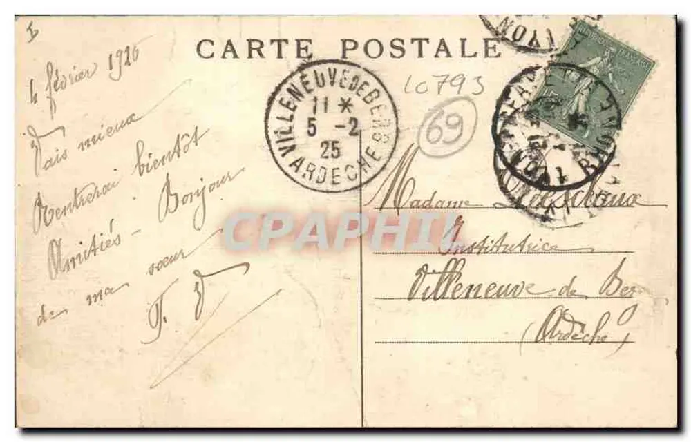 LYON — La Place Bellecour und der Coteau de Fourvière — L.B. - Lyon - Rückseite