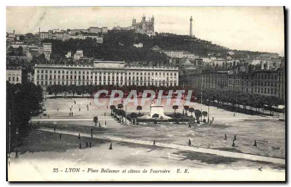 Lyon - Place Bellecour und Schloss Fourvière — E. R. n°35 - Vorderseite