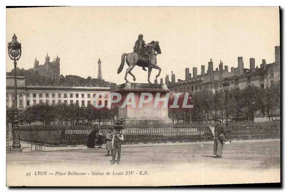 LYON — Place Bellecour — Statue des Louis XIV — E.R. - Vorderseite
