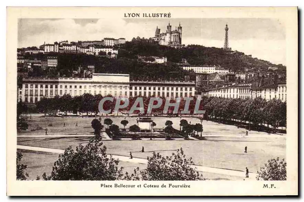 Place Bellecour und Coteau de Fourvière — Lyon — Verlag M.F. - Vorderseite