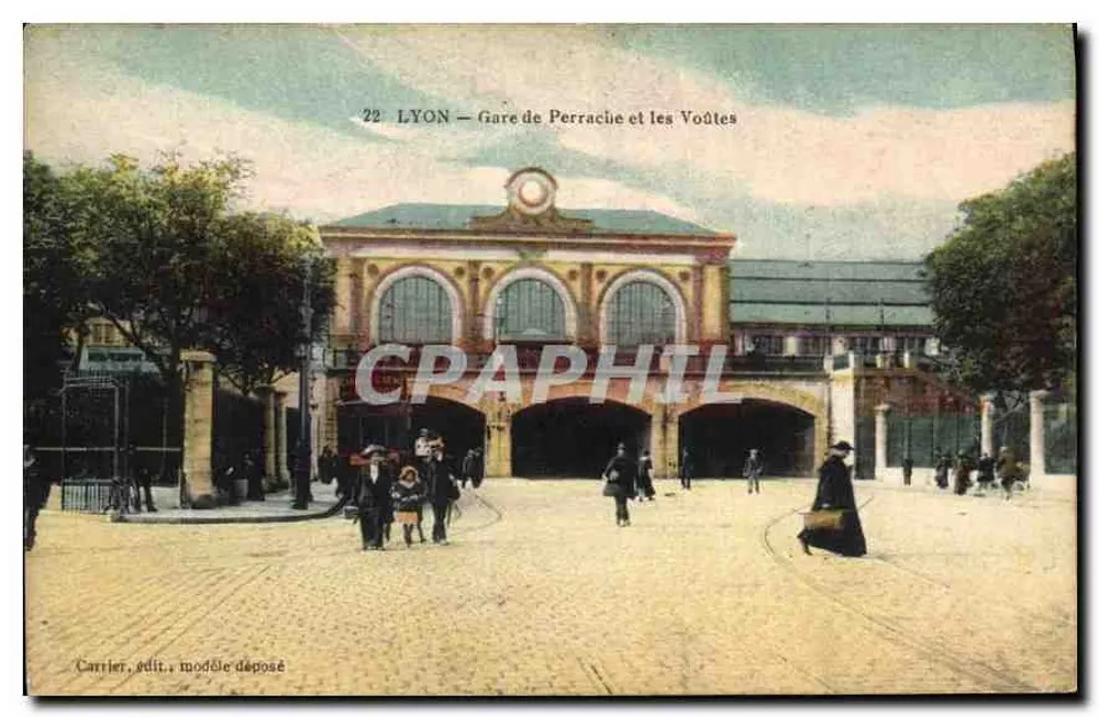 LYON — Gare de Perrache e as Vórtices — Carrier, editor, modelo depositado - Frente