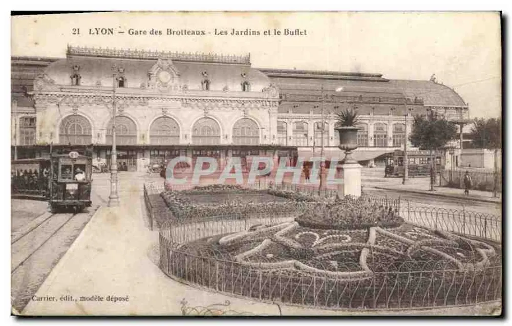LYON – Bahnhof Brotteaux – Die Gärten und die Fontäne – Carrier, Verlag, Modell angemeldet - Vorderseite