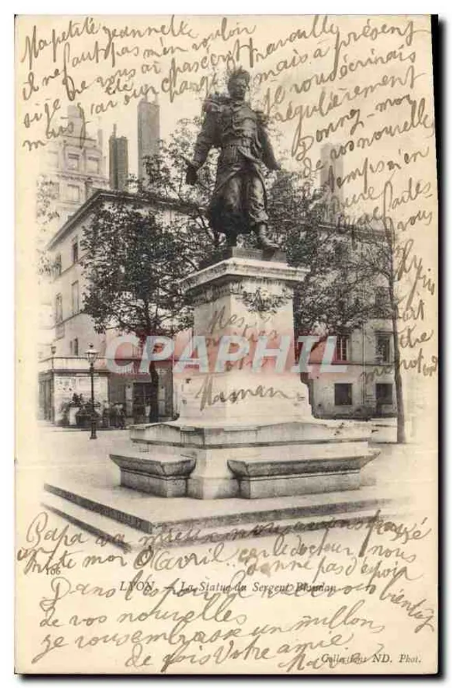Lyon — A Estátua do Sargento Phanor — Coleção ND. Fot. - Frente