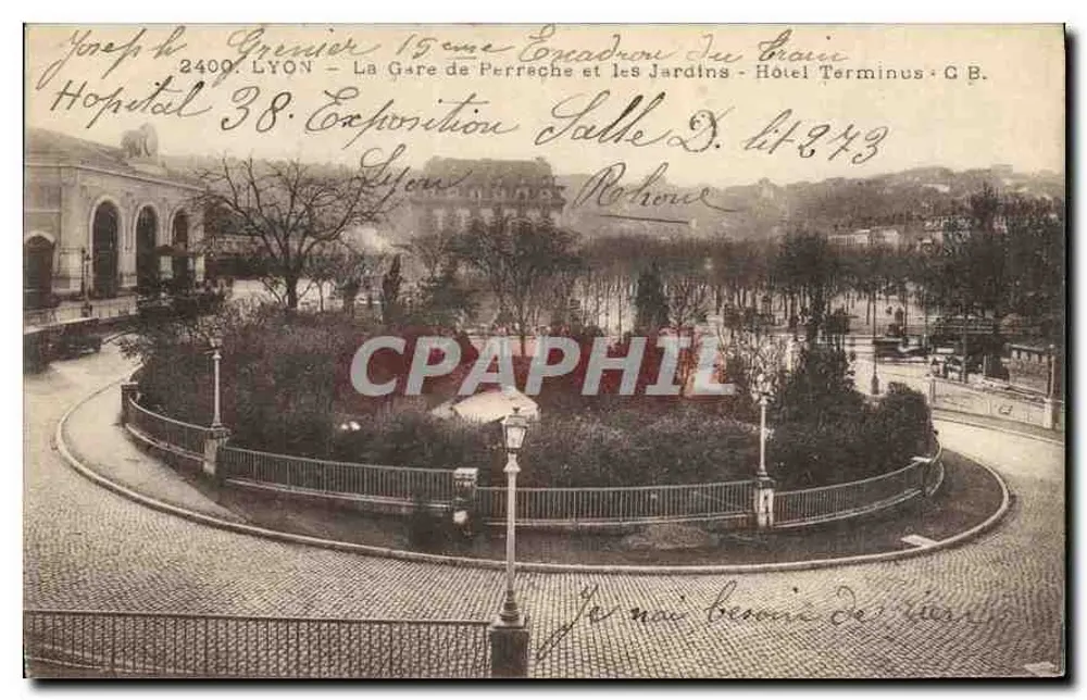 Lyon – Bahnhof Perrache und die Gärten – Hôtel Terminus – G.B. - Vorderseite