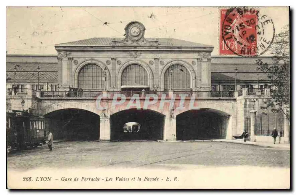 LYON - Perrache Bahnhof - Die Gewölbe und die Fassade - E. R. - Vorderseite