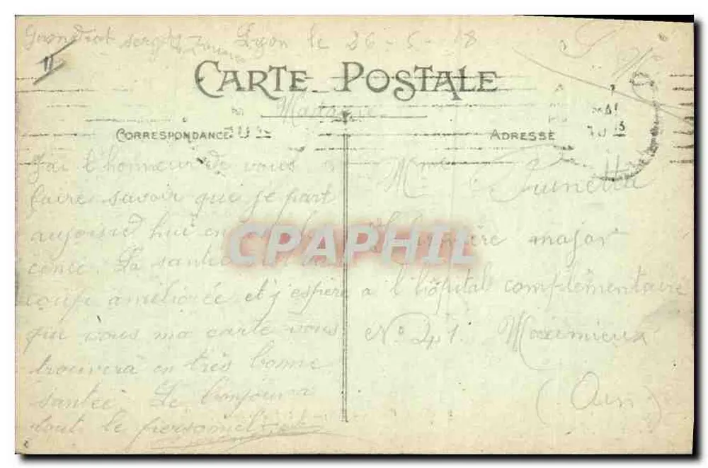 LYON – Estação de Perrache e as Arcadas — Carrier édit., Depositado - Verso