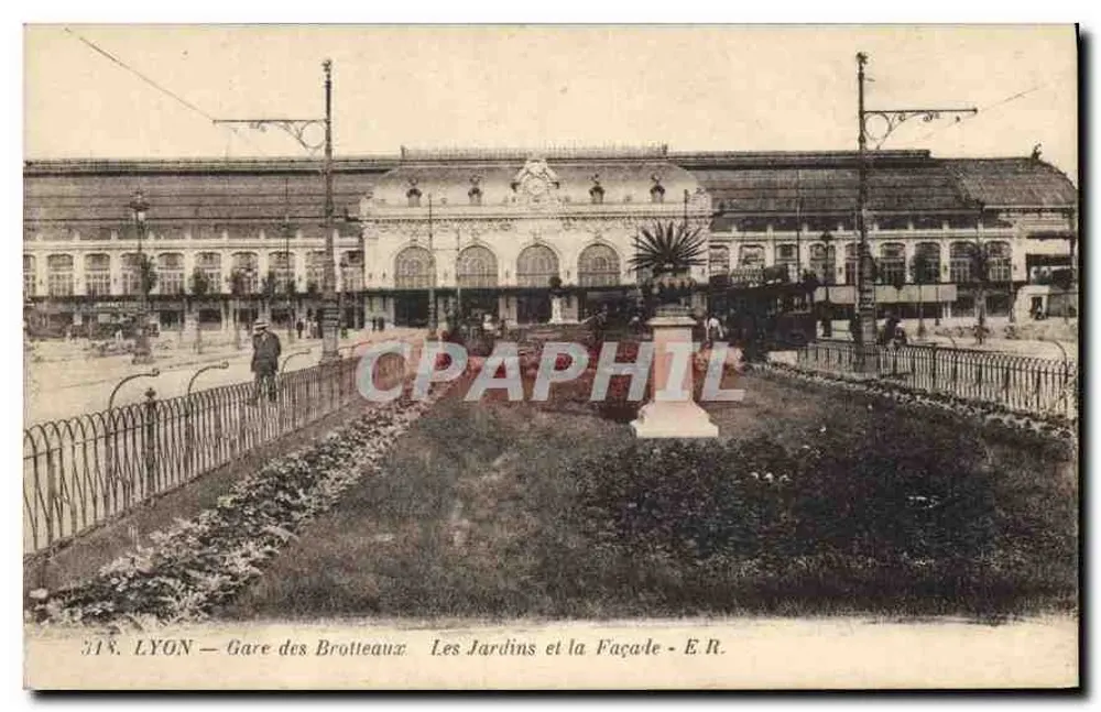 LYON — Gare des Brotteaux: Die Gärten und die Fassade — E.R. - Vorderseite