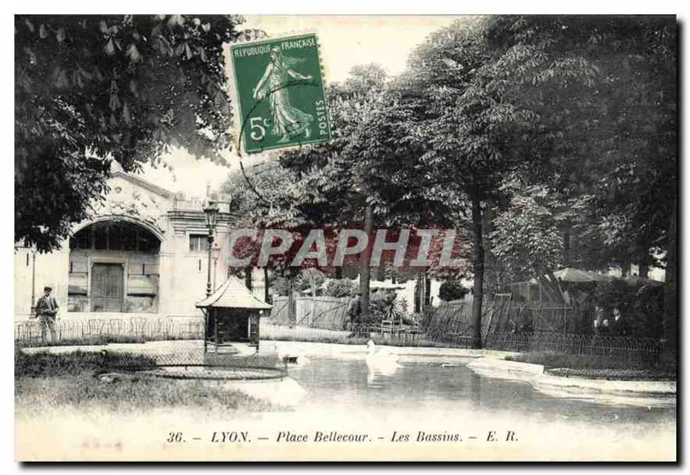 LYON — Place Bellecour — Die Bassins — E. R. n°36 - Vorderseite