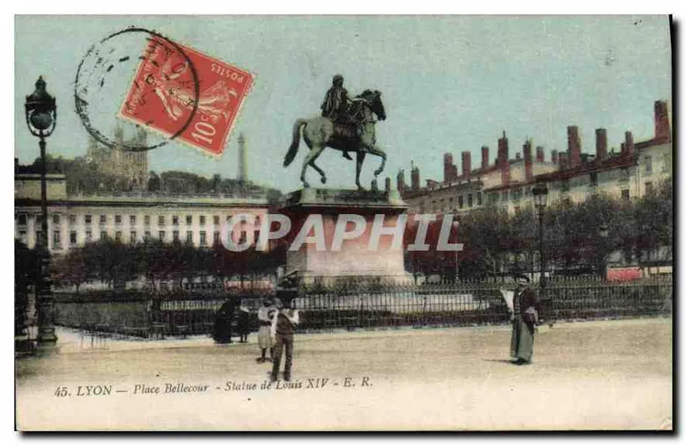 LYON — Place Bellecour — Statue von Louis XIV — E. R. - Vorderseite