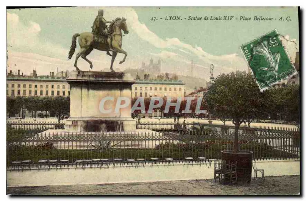 LYON - Statue von Louis XIV - Place Bellecour - A. C. - Vorderseite