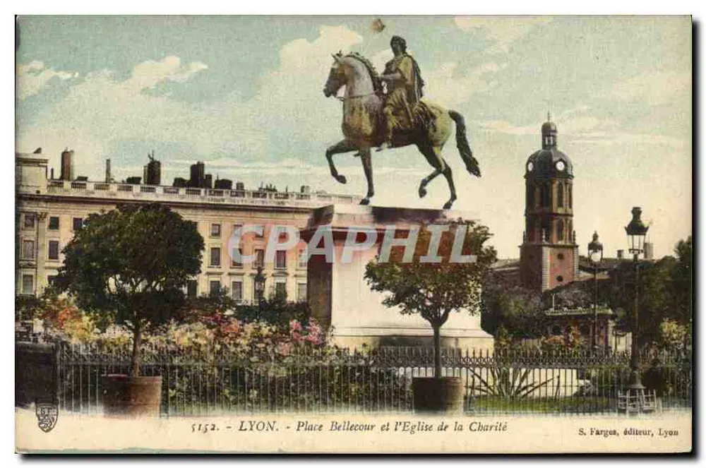 Lyon - Place Bellecour et l'Église de la Charité — S. Farges, éditeur, Lyon, n° 5152 - Recto