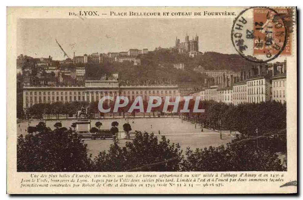 LYON — PRAÇA BELLECOUR E COLINA DE FOURVIÈRE — X. Contatgny, editora, 36, rua d'Allègre, Lyon - Frente
