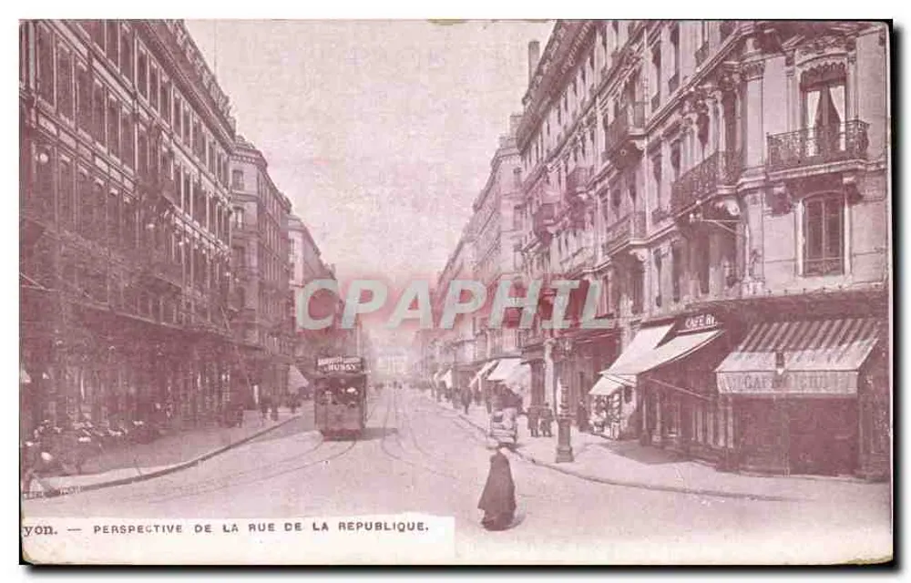 Lyon — Perspectiva da rue de la République — editor não identificado - Frente