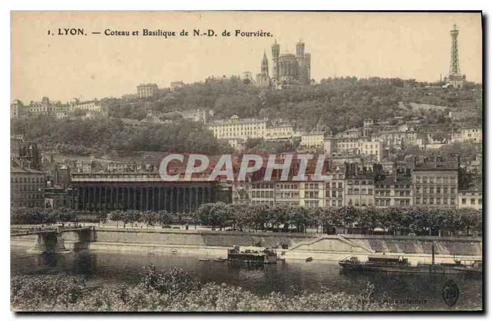 LYON — Colina e Basílica de N.-D. de Fourvière — Editor: Lyon, Imp. da Poste - Frente