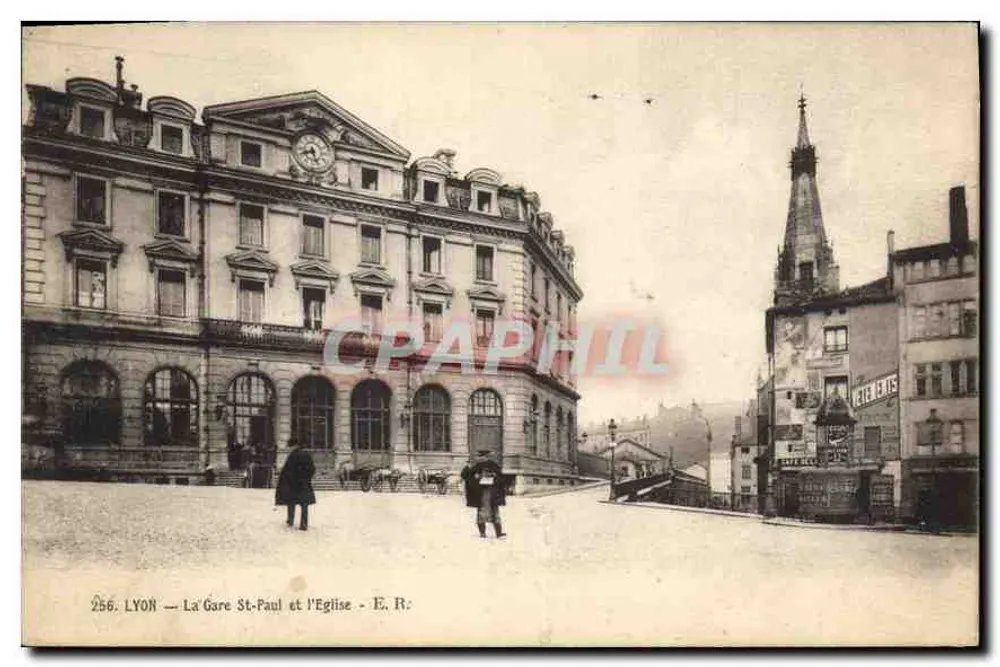 LYON — Bahnhof St-Paul und die Kirche — E. R. — n° 256 - Vorderseite