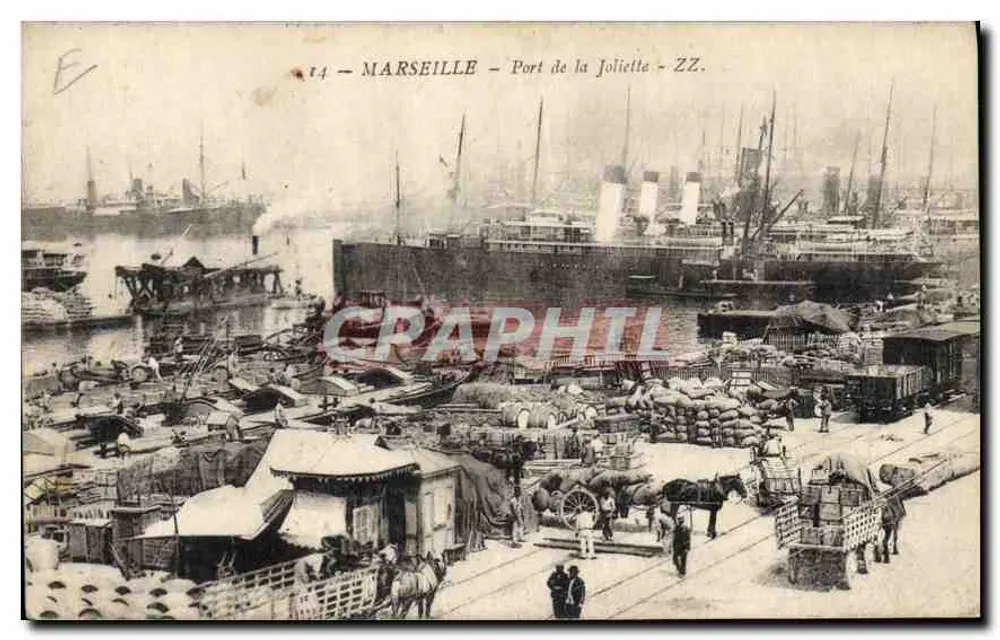 Marsiglia - Porto di La Joliette — vista del porto con navi e attività portuale — editore ZZ, n° 14 - Recto