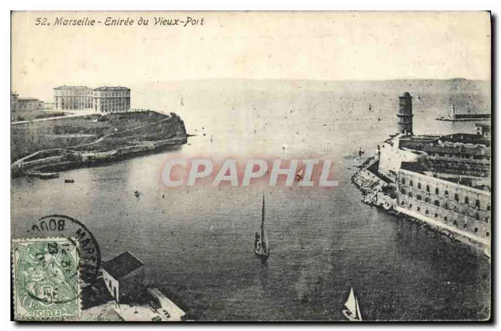 Marseille - Eingang zum Alten Hafen — Ansichtskarte Nr. 52, veröffentlicht von C. P. A. Marseille - Vorderseite