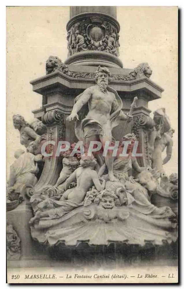 Marseille — Fontaine Cantini (detail) — Der Rhône — LL - Vorderseite