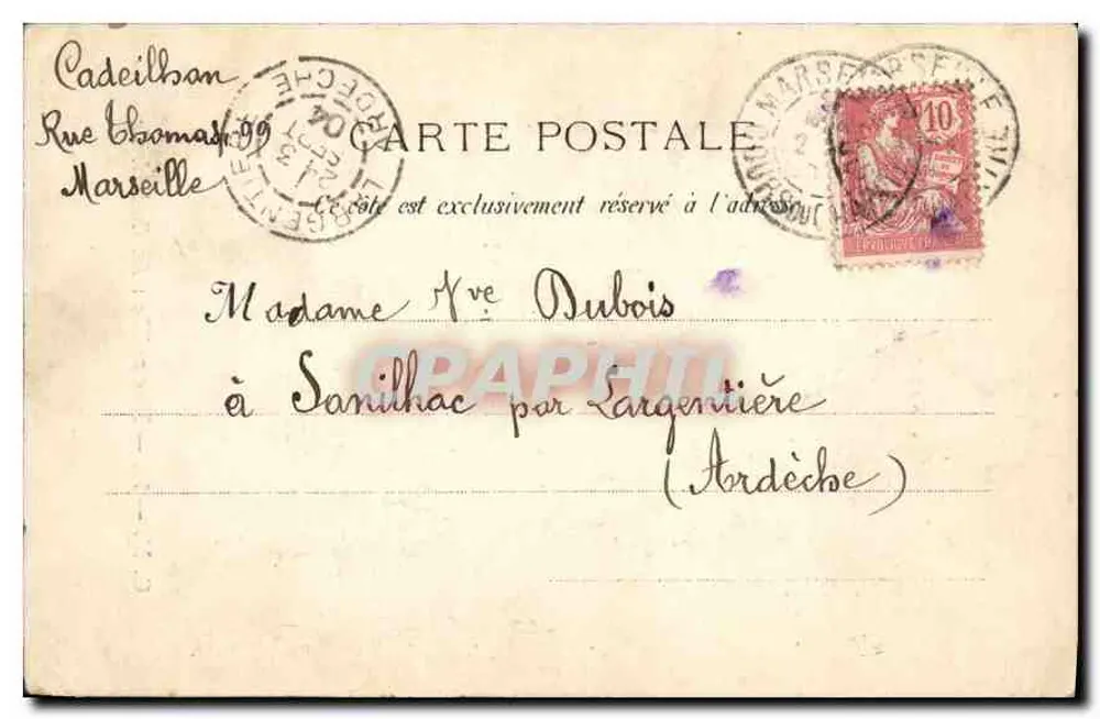 Marselha: A Catedral — vista do porto — editor A. Cadeilhac, n° 12 - Verso