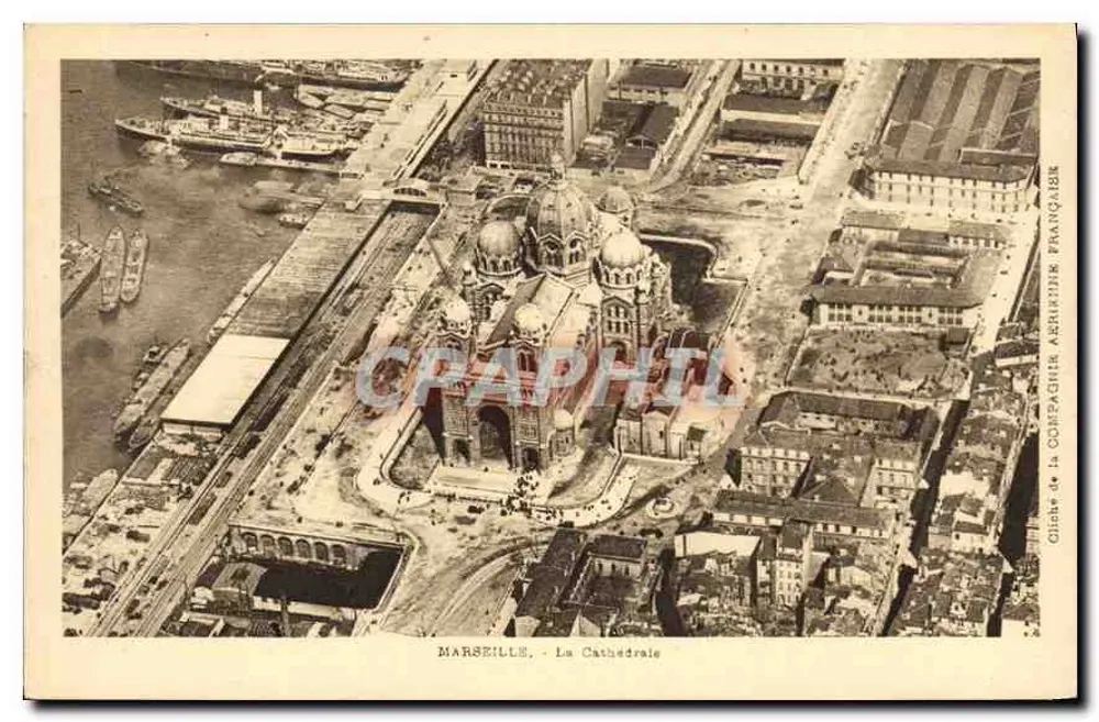 Marseille - A Catedral — vista aérea — Sombra da Compagnie Française - Frente