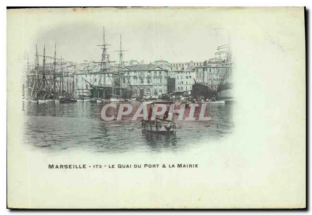 Marseille — Der Kai des Hafens & Das Rathaus — Fot. Lacour, Nr. 173 - Vorderseite