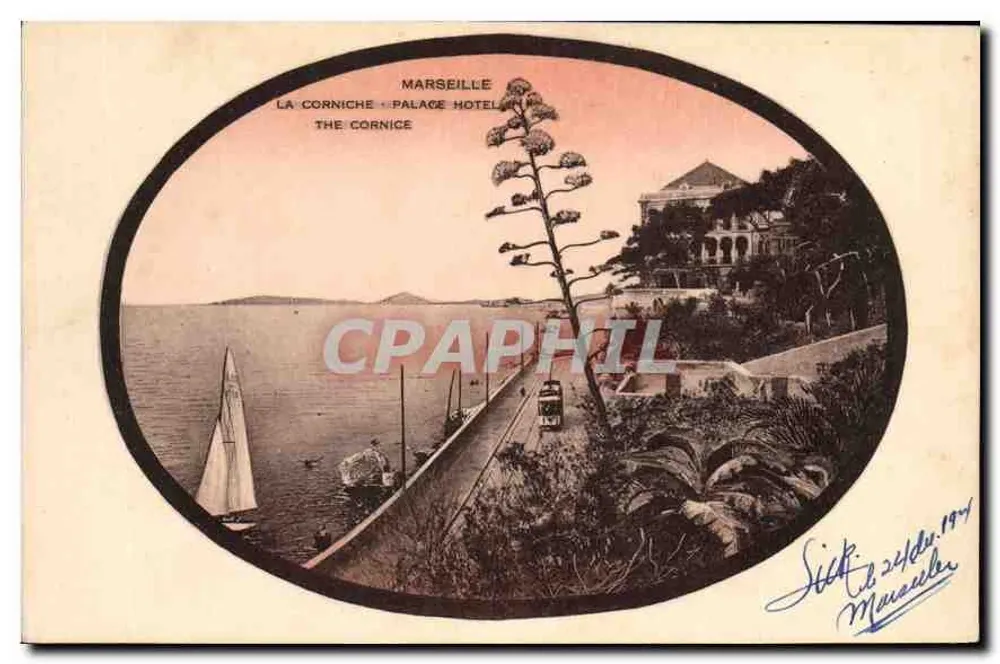 Marsylija — La Corniche, Hotel Palace — Fototypia K. Olmp, Marsylija - Awers