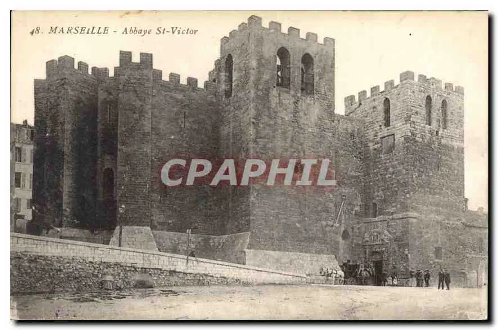 Marselha - Abadia de São Victor — vista da abadia com suas torres — editor desconhecido, n° 48 - Frente