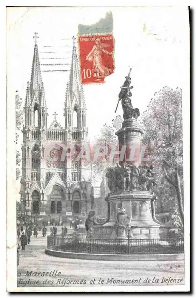 Marseille — Église des Réformés und Monument de la Défense — Verlag L.V. & Cie - Vorderseite