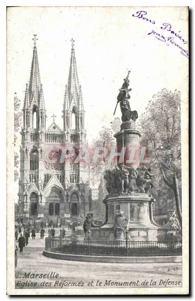 Marseille — Kirche der Reformierten und das Denkmal der Verteidigung — Bons Baiser Jean Renouard - Vorderseite