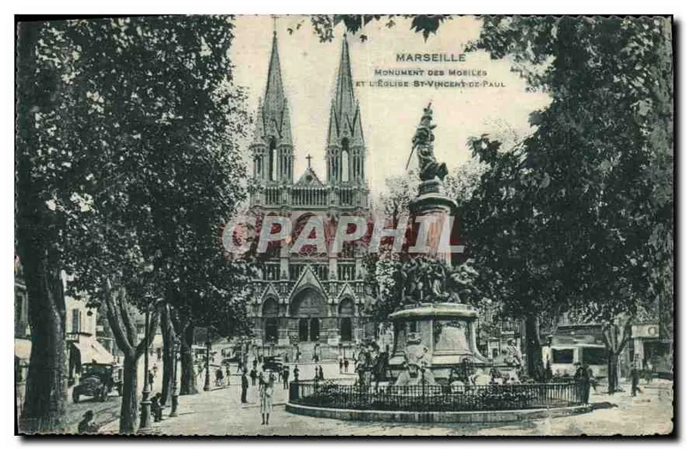 Marseille — Monument des Mobiles und die Kirche Saint-Vincent-de-Paul — Verleger unbekannt - Vorderseite