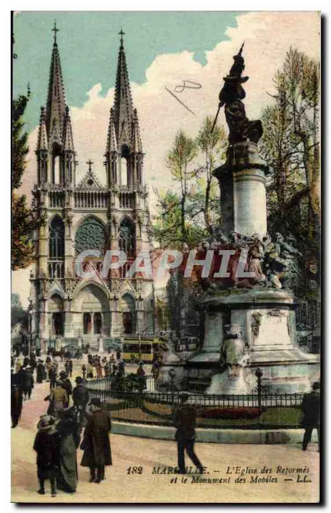 Marseille — Die Reformierte Kirche und das Denkmal der Mobiles — LL. Nr. 182 - Vorderseite