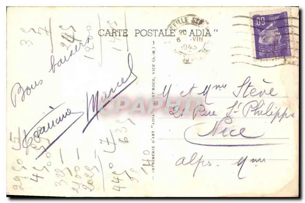 Marsella — La Iglesia de los Reformados — Imprenta de Arte 'Adia' n°417 - Reverso